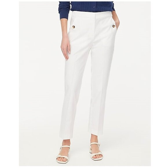 J. Crew Linen Cotton Blend Straight Leg Sailor Pants White Size 8P NWT - Picture 1 of 10